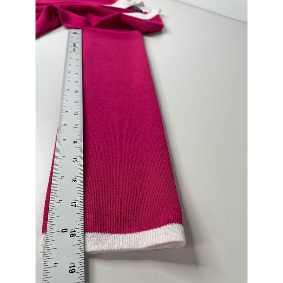 Jones New York Open Cardigan Jersey Long Sleeve Pink White Trim Women's Large - Picture 10 of 10